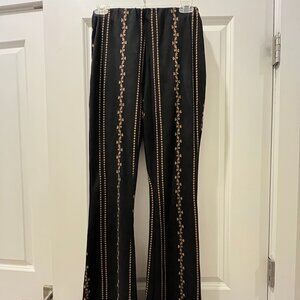 Altar’d State Gold & Black Velvet Wide Leg Pants Size Small